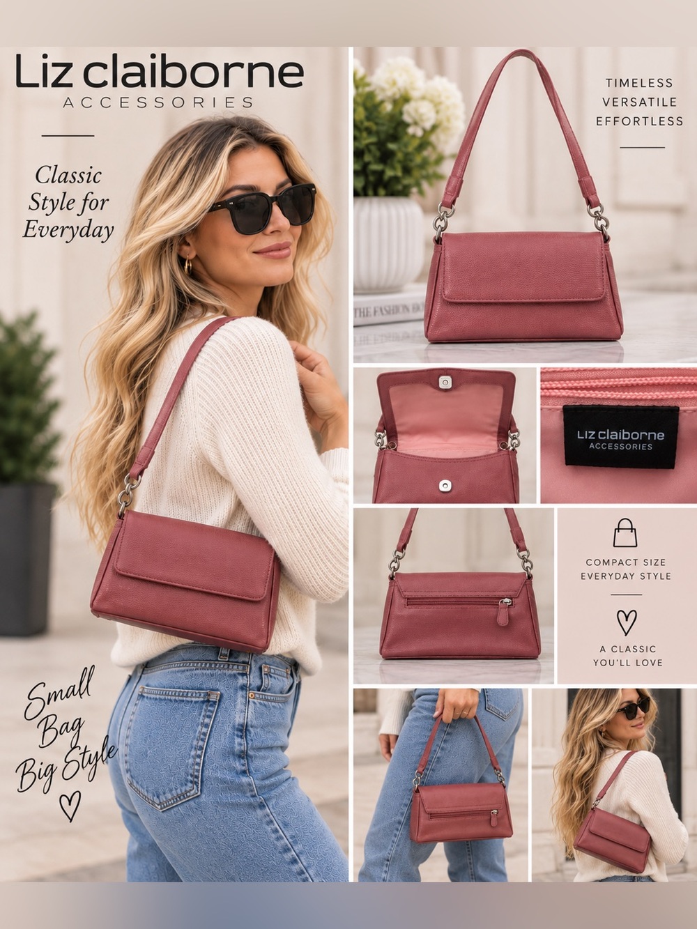 Liz Claiborne Rose Pink Shoulder Bag
